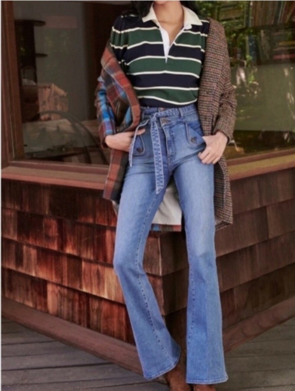 NWT VERONICA BEARD Giselle Flare Extra High Rise Belted Jeans Mystic Blue 28 New